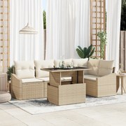 vidaXL Set de canapele pentru grădină cu pernă 6 pcs bej și crem
