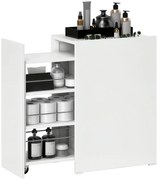 HOMCOM Mobilier de baie compact și îngust cu sertar pe role, 3 compartimente, 47 x 30 x 66,5 cm, alb | Aosom Romania