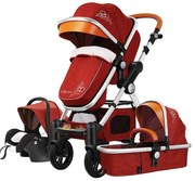 Carucior 3 in 1 cu landou transformabil sport, 0-36 luni, Rosu - CPC-14-rosu