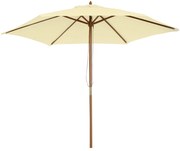 Outsunny Umbrelă de Soare pentru Grădină cu Suport din Lemn, Design Elegant, 2.5x2.3m, Crem, Protecție UV | Aosom Romania