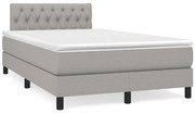 vidaXL Pat cu arcuri, saltea și LED, gri deschis, 120x190 cm, textil