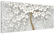 Tablou cu copac alb cu flori (120x50 cm)