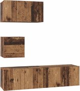 vidaXL Set comodă TV Pe perete 4 pcs Lemn Vechi Lemn compozit