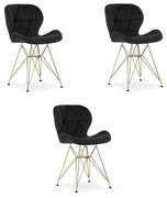 Scaun Bucatarie Si Dining NEST Catifea Negru/Auriu x3Buc