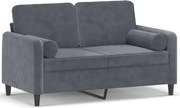 vidaXL Canapea cu 2 locuri cu pernuțe, gri închis, 120 cm, catifea