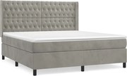 vidaXL Pat box spring cu saltea, gri deschis, 180x200 cm, catifea