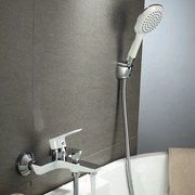 Baterie cada-dus Inter Ceramic Hana monocomanda crom lucios-alb mat cu set de dus