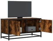 vidaXL Dulap TV stejar fumuriu, 80x34,5x40 cm, lemn prelucrat și metal