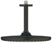 Palarie si brat de dus negru mat Grohe Tempesta 250 Cube rotunda montaj tavan