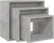 vidaXL Măsuțe suprapuse, 3 buc., gri beton, PAL
