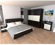 Dormitor Milano cu Pat Tapitat Wenge 160x200 cm