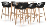 vidaXL Set mobilier de bar, 7 piese, alb și negru