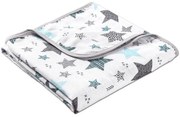 Paturica dubla de muselina 78x78 cm Kidizi All Mint Stars, 100% bumbac