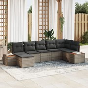 vidaXL Set de canapele pentru grădină cu pernă 7 pcs Gri Rattan poli
