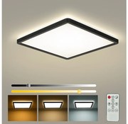 Brilagi - Plafonieră LED dimabilă ULTRA SLIM LED/18W/230V 30x30 cm neagră + telecomandă
