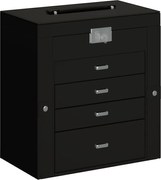 vidaXL Cutie de bijuterii cu 5 straturi cu oglindă încuiată neagră