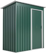 Outsunny Magazie de Grădină pentru Scule din Oțel Galvanizat cu Acoperiș Înclinat și Ușă Culisantă, 163x89x182 cm, Verde | Aosom Romania