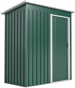 Outsunny Magazie de Grădină pentru Scule din Oțel Galvanizat cu Acoperiș Înclinat și Ușă Culisantă, 163x89x182 cm, Verde | Aosom Romania