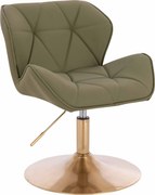 HR111N Scaun Khaki Piele Ecologica Premium Soft cu Bază Aurie