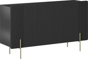 Comodă Malmi 150 cm cu trei uși - negru mat / picioare aurii