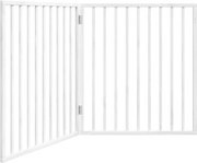 vidaXL Poartă de acces pentru câini pliabilă, 2 panouri, albă, 160 cm, lemn de plop