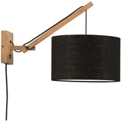 Aplica cu brat directionabil din bambus si abajur din tesatura in, Andes natur/ negru