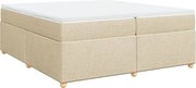 vidaXL Pat box spring cu saltea, crem, 200x200 cm, textil