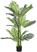HOMCOM Plantă Artificială, palmier artificial, inclusiv ghiveci; 19,5 cm x 19,5 cm x 150 cm, Verde + Negru | Aosom Romania