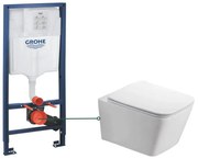 Set vas wc suspendat rimless cu capac soft close Safari si rezervor wc incastrat Grohe Rapid SL