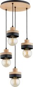 Lustră suspendată pe cablu LARSO 4xE27/15W/230V negru/bej