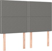 vidaXL Tăblie de pat gri închis 144x5x118/128 cm, material textil