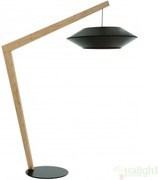 Lampadar, lampa de podea, finisaj lemn, abajur negru, Ovni negru FL