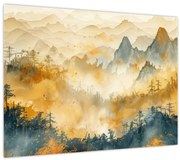 Tablou pe sticlă - Munți, acuarelă (70x50 cm)