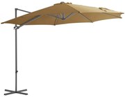 vidaXL Umbrelă consolă de grădină, stâlp din oțel, taupe, 300 cm