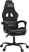 vidaXL Scaun de gaming cu suport picioare, negru, piele ecologică