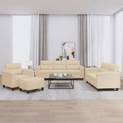 vidaXL Set de canapele cu perne, 4 piese, crem, microfibră