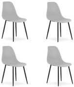 Set 4 scaune gri deschis OSAKA cu picioare negre