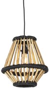 Lampă suspendată orientală din bambus cu negru 32 cm - Evalin