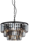 Candelabru modern negru cu sticlă fumurie, 9 lumini - Amel