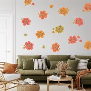 Autocolante de perete - Flori roșu -portocaliu