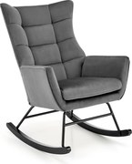 Scaun balansoar tapitat BAZALTO, gri/negru, stofa catifelata, 70x90x92