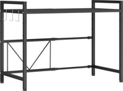 HOMCOM Suport extensibil pentru cuptor cu microunde pe 2 niveluri cu 3 cârlige, din metal, negru | Aosom Romania