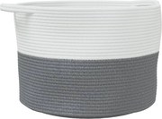vidaXL Coș de rufe, gri și alb, Ø55x36 cm, bumbac