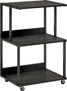 HOMCOM Suport pentru Imprimantă cu 3 Niveluri, Tavă Industrială Metalică pentru Birou, Negru | Aosom Romania