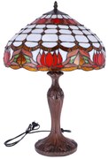 Lampa de masa Tiffany Red Lotus h 62 cm, abajur 40 cm