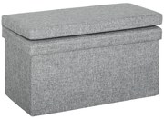 HOMCOM Bancă Pliabilă cu Spătar și Compartiment de 77L, Acoperire din Țesătură, 76x50x73 cm, Gri | Aosom Romania
