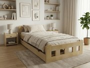 Pat de o persoana inalt Naomi 90x200 cm, pin Saltele: Fara saltea, Somiera pat: Cu lamele drepte