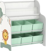 AIYAPLAY Raft Suport pentru Jucării cu 6 Sertare și Bibliotecă cu 2 Niveluri Verde | Aosom Romania