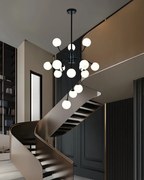 ✨ Lustră Modernă E007/15 – Stil Negru Elegant, 15 Surse de Lumină