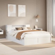 vidaXL Cadru de pat fără saltea, alb, 135x190 cm, lemn masiv de pin
